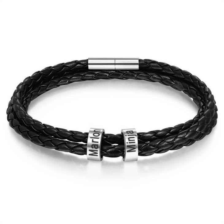 Leather Name Bracelet for Dad