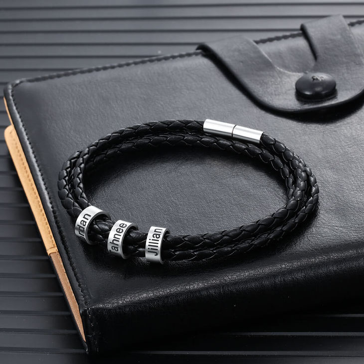 Leather Name Bracelet for Dad