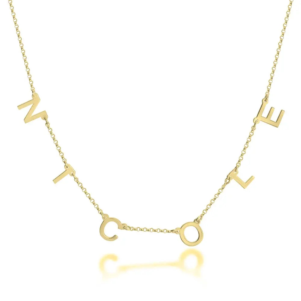 Brillario Spaced Letter Initial Necklace – Custom Bold Charm Nameplate
