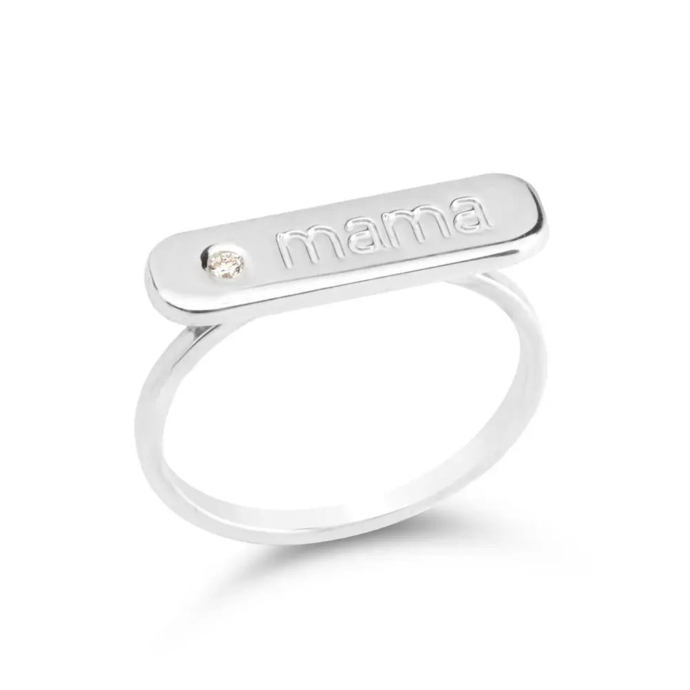 Brillario Diamond "Mama" Ring – Personalized Lab Diamond Script Band